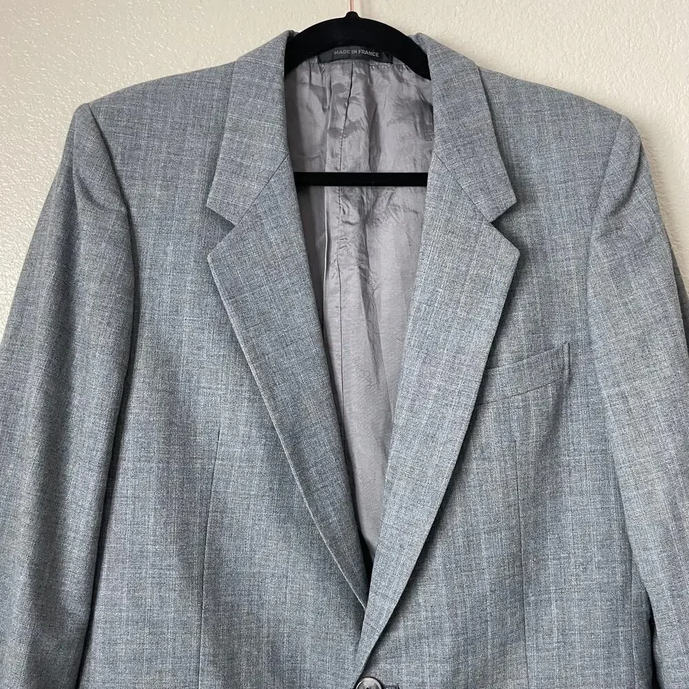 Vintage Yves Saint Laurent Blazer Mens 40‎ Gray Single Breasted Luxury Preppy